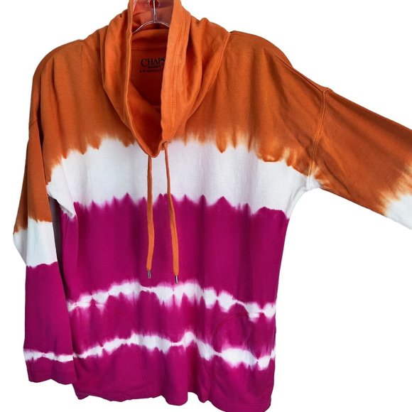 Chaps Sport Women's Small Tie Dye Cowl Neck Pullover - Picture 5 of 6